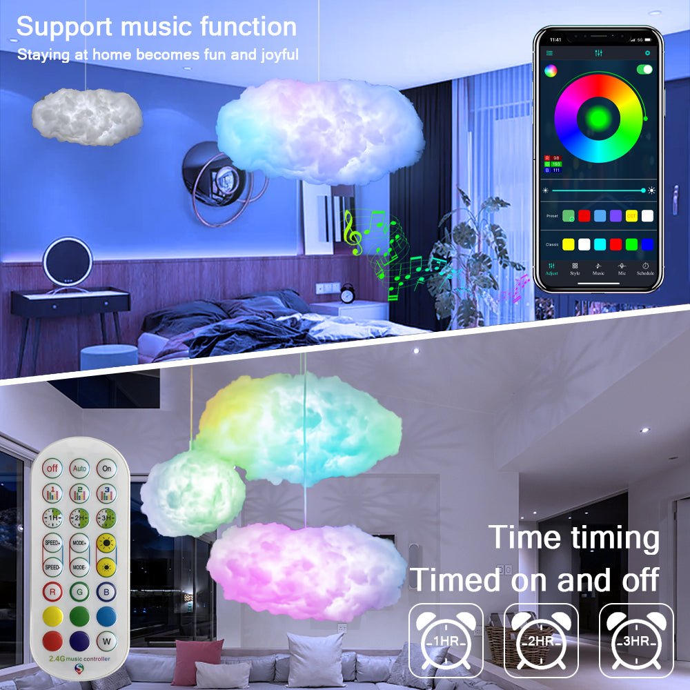 3D RGBIC Cloud Light - USB Powered with APP Control, Music Synchronization, and Lightning Simulation for Bedroom Ambiance - ThingsThatMakeSense