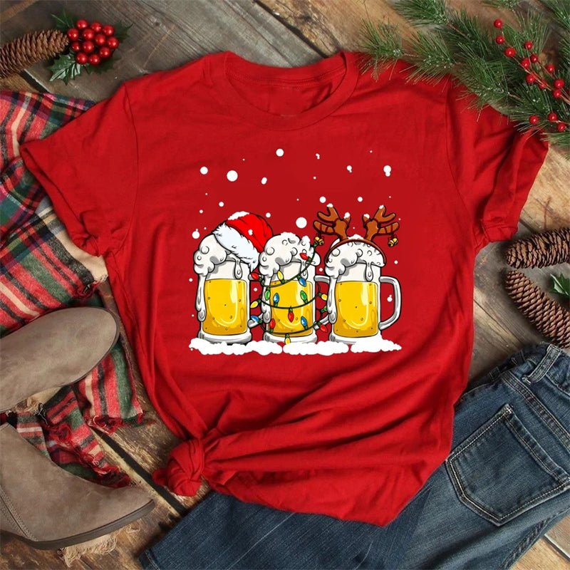 Christmas Wine Glass T-Shirt | Funny Holiday T-Shirt - ThingsThatMakeSense