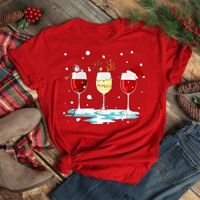 Christmas Wine Glass T-Shirt | Funny Holiday T-Shirt - ThingsThatMakeSense