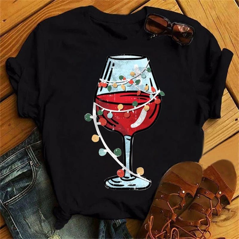 Christmas Wine Glass T-Shirt | Funny Holiday T-Shirt - ThingsThatMakeSense