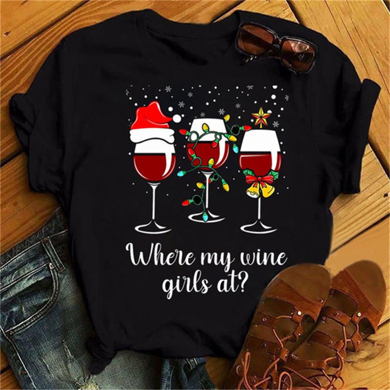 Christmas Wine Glass T-Shirt | Funny Holiday T-Shirt - ThingsThatMakeSense