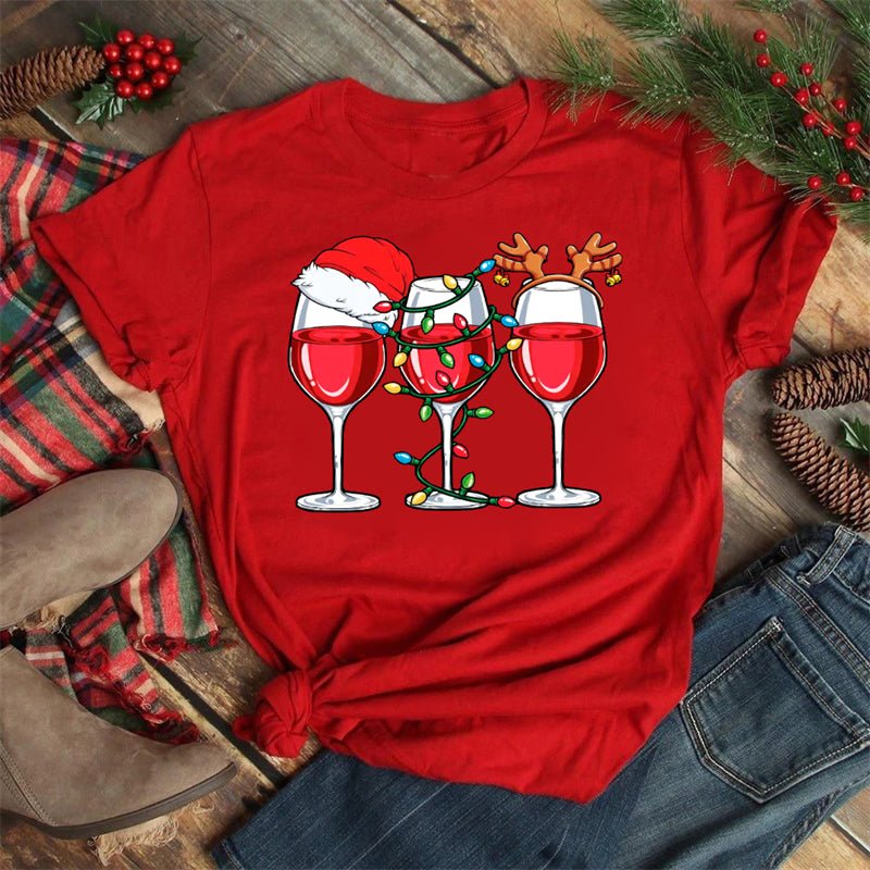 Christmas Wine Glass T-Shirt | Funny Holiday T-Shirt - ThingsThatMakeSense