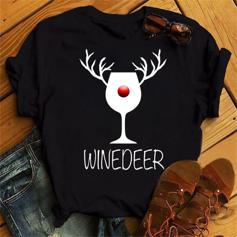 Christmas Wine Glass T-Shirt | Funny Holiday T-Shirt - ThingsThatMakeSense