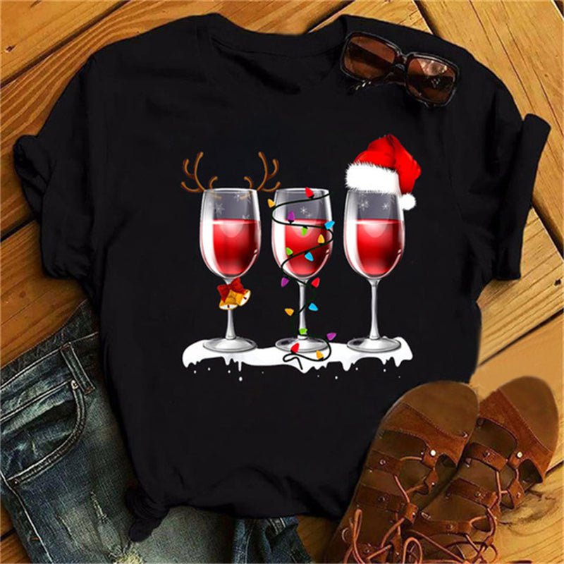 Christmas Wine Glass T-Shirt | Funny Holiday T-Shirt - ThingsThatMakeSense