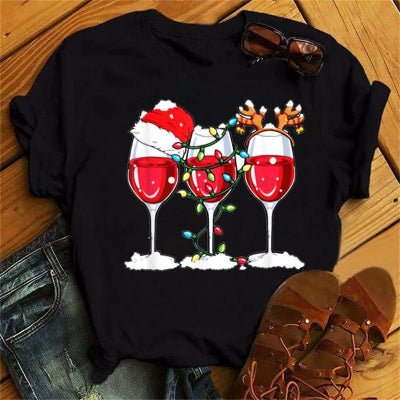 Christmas Wine Glass T-Shirt | Funny Holiday T-Shirt - ThingsThatMakeSense