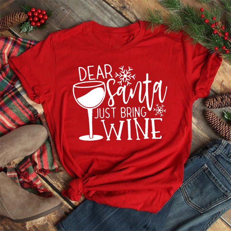 Christmas Wine Glass T-Shirt | Funny Holiday T-Shirt - ThingsThatMakeSense