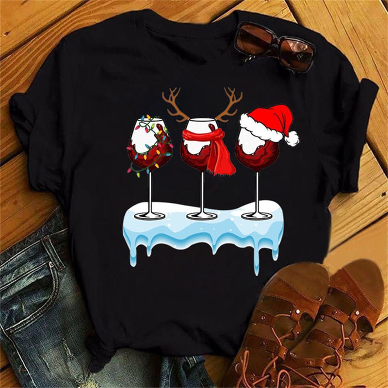 Christmas Wine Glass T-Shirt | Funny Holiday T-Shirt - ThingsThatMakeSense