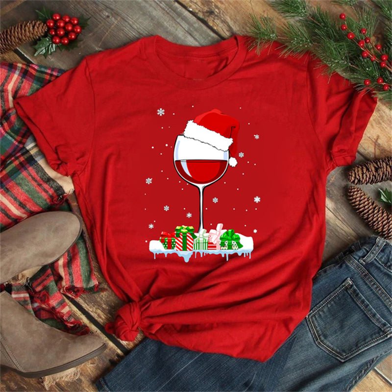 Christmas Wine Glass T-Shirt | Funny Holiday T-Shirt - ThingsThatMakeSense