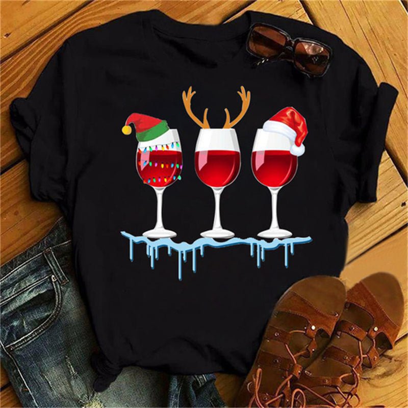 Christmas Wine Glass T-Shirt | Funny Holiday T-Shirt - ThingsThatMakeSense