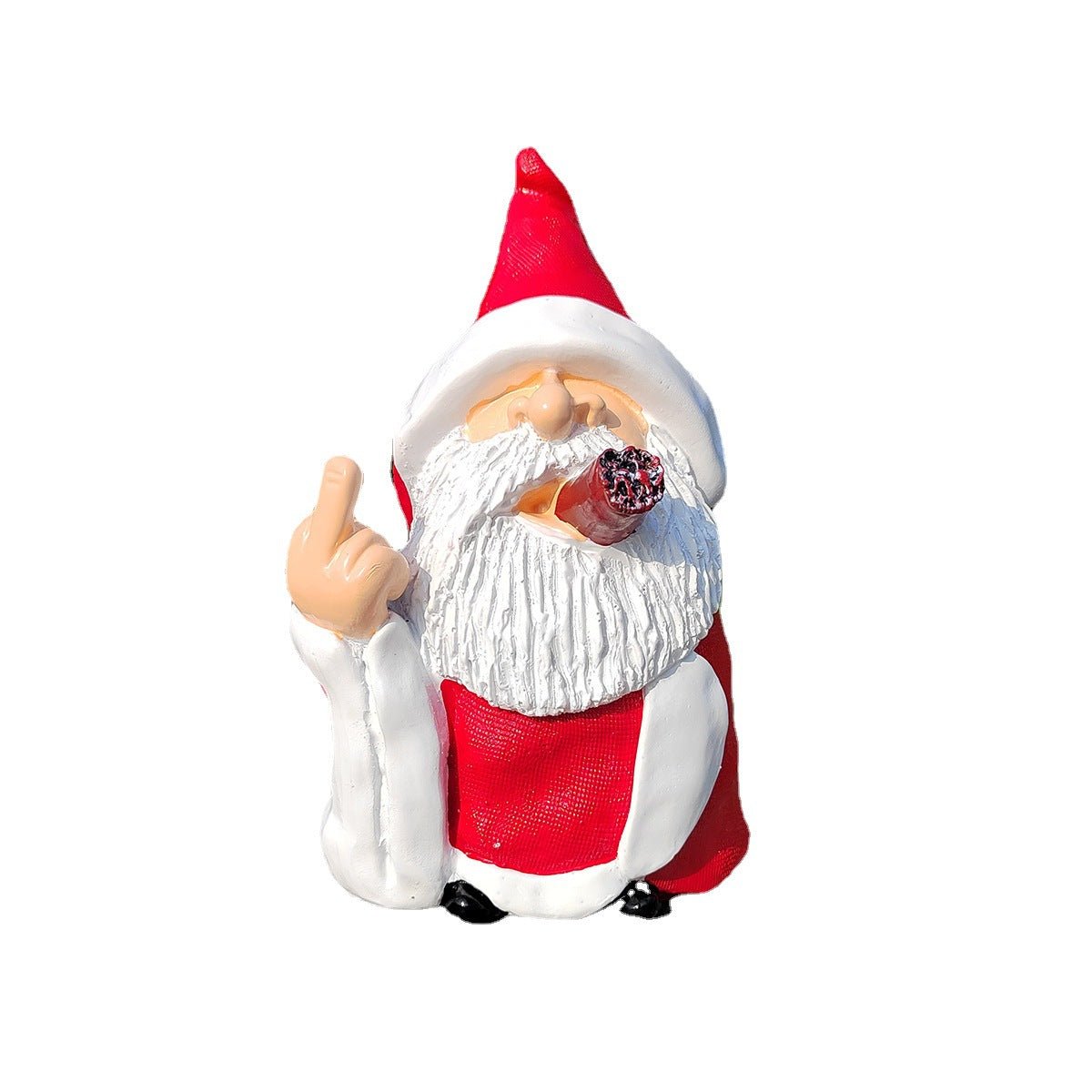 Funny Santa Flipping the Bird Garden Statue - ThingsThatMakeSense