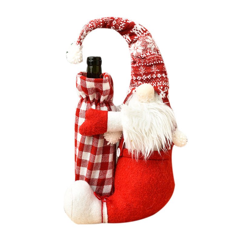 Holiday Christmas Gnome Wine Bottle Bag | Wine Bottle Holder | Gift Bag - ThingsThatMakeSense