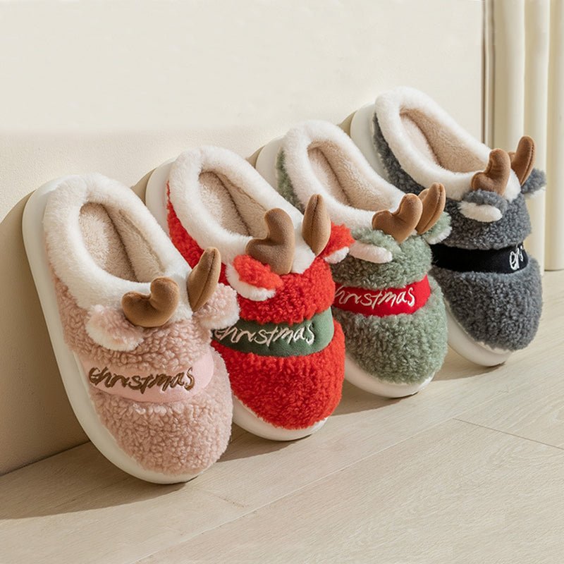 Reindeer Christmas Slippers | Cozy Holiday Slippers - ThingsThatMakeSense