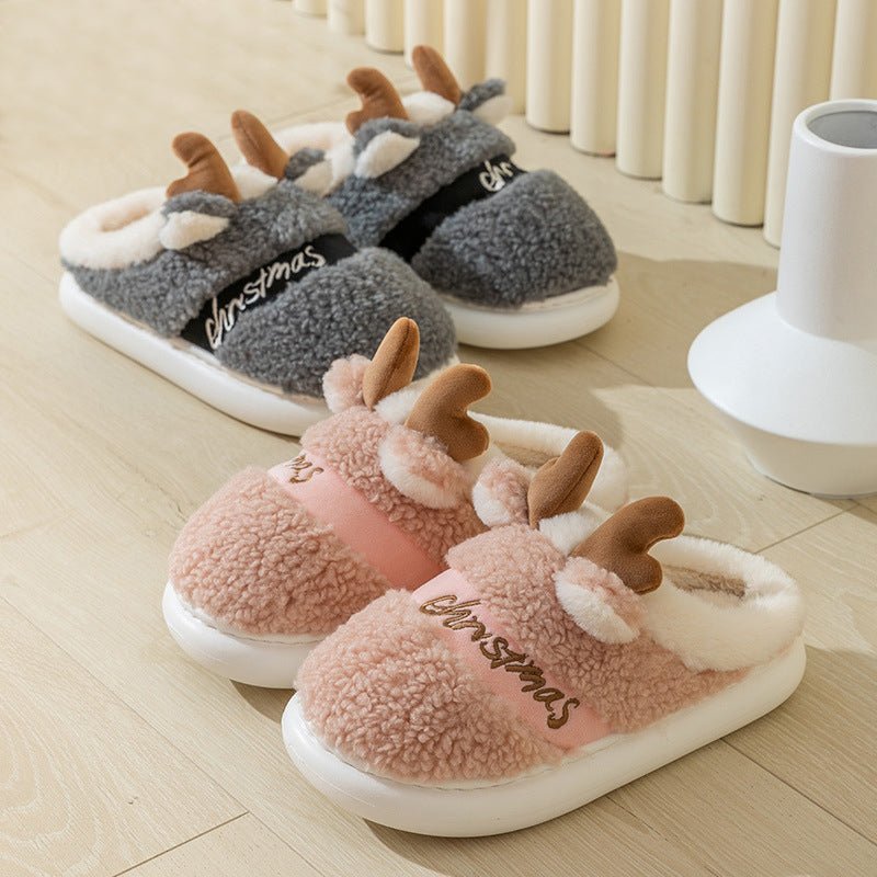 Reindeer Christmas Slippers | Cozy Holiday Slippers - ThingsThatMakeSense