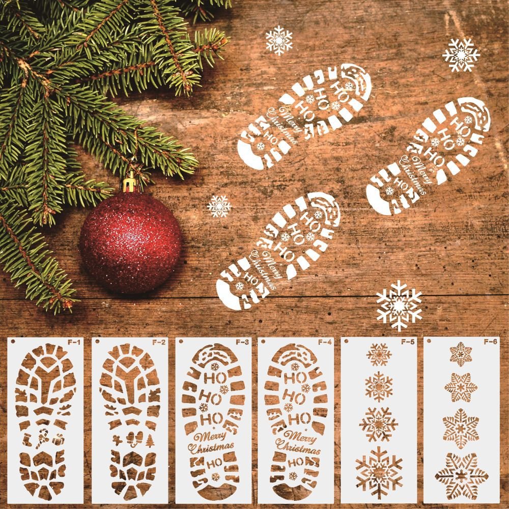 Santa + Reindeer Christmas Footprint Stencil - ThingsThatMakeSense