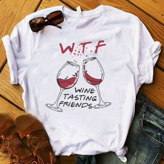 WTF | Wine Glass Women's T-shirt | Wine Tasting Friends - ThingsThatMakeSense